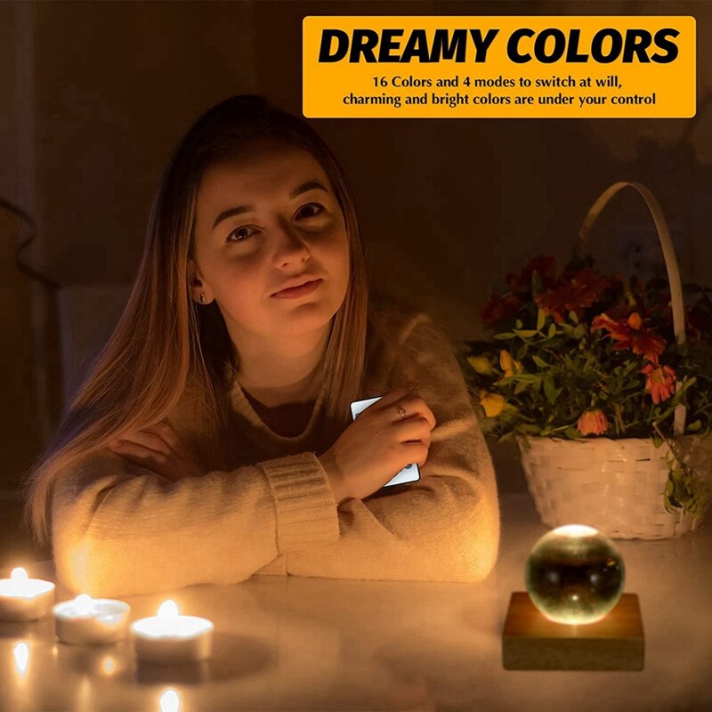 Square Wooden LED Night Light Base Dimmable Wood Lighted Display Lamp Base Stand With Remote Control For Home 3D Art