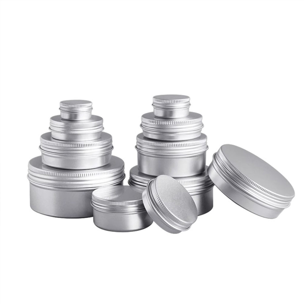 Boîte ronde vide en aluminium Portable, boîtes en métal et étain, bricolage crème argent, boîtier en aluminium, 5/10/15/20/30/50/60/80/100/110/150/200g