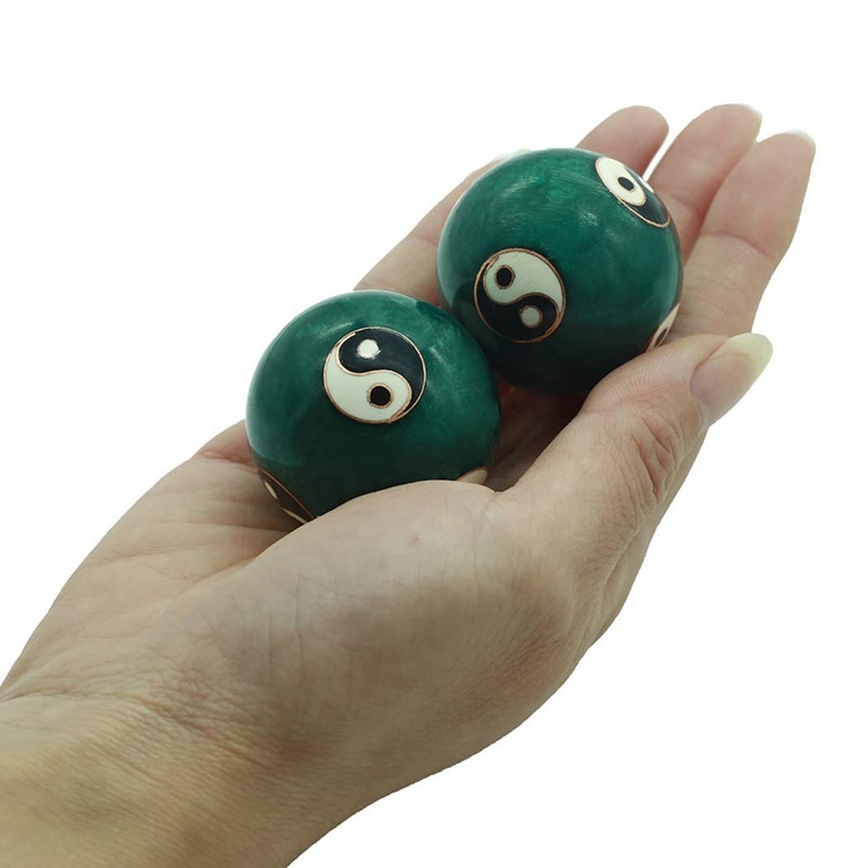 Fitness Hand Balls Carved Tai Chi Pattern Fitness Exercise Stress Ball Tai Chi Ball Cloisonne Craft Collection