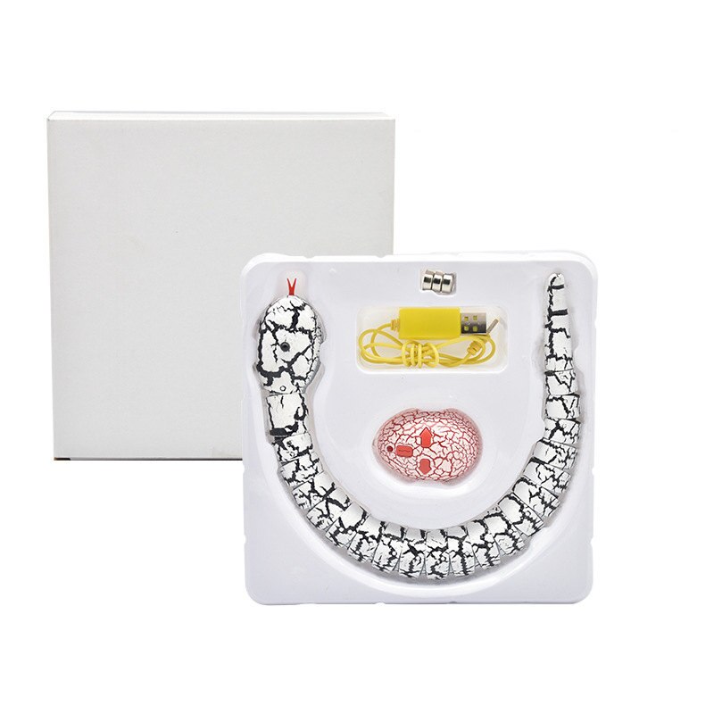 Rechargeable Remote Control Snake Prank Toys Infrared RC Naja Cobra Viper with Egg Automatic Eletronic Snake Cat Teasering Play: White with box