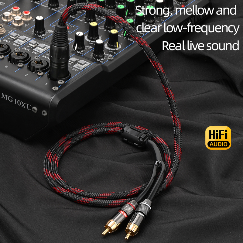 Hifi xlr  to 2 rca-kabel för mikrofonhögtalare hi-end 6n ofc xlr hane och hona jack  to 2 rca-adapterkabel ljudkabel
