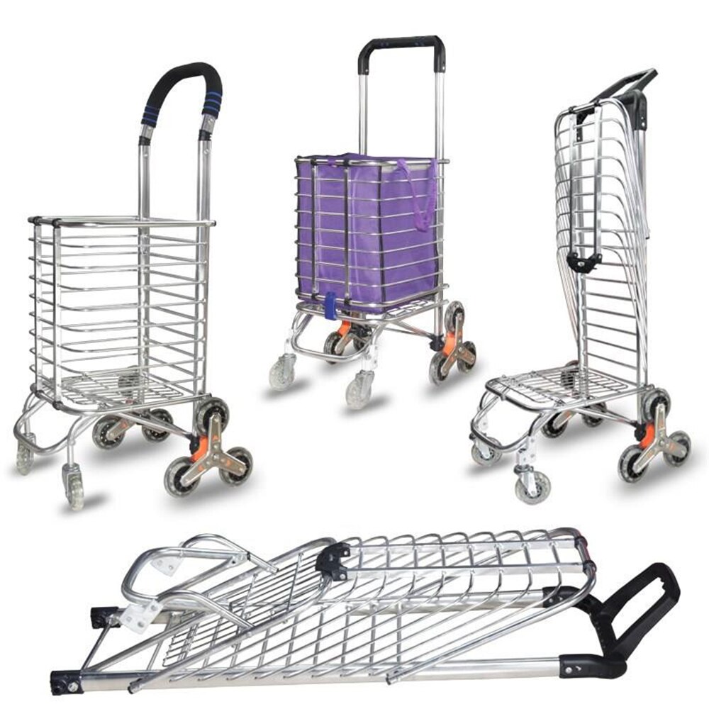 B-life købmand indkøb hånd lastbil vogne aluminiumslegering trappe klatrehjul trolley dolly vasketøjspose foldbar