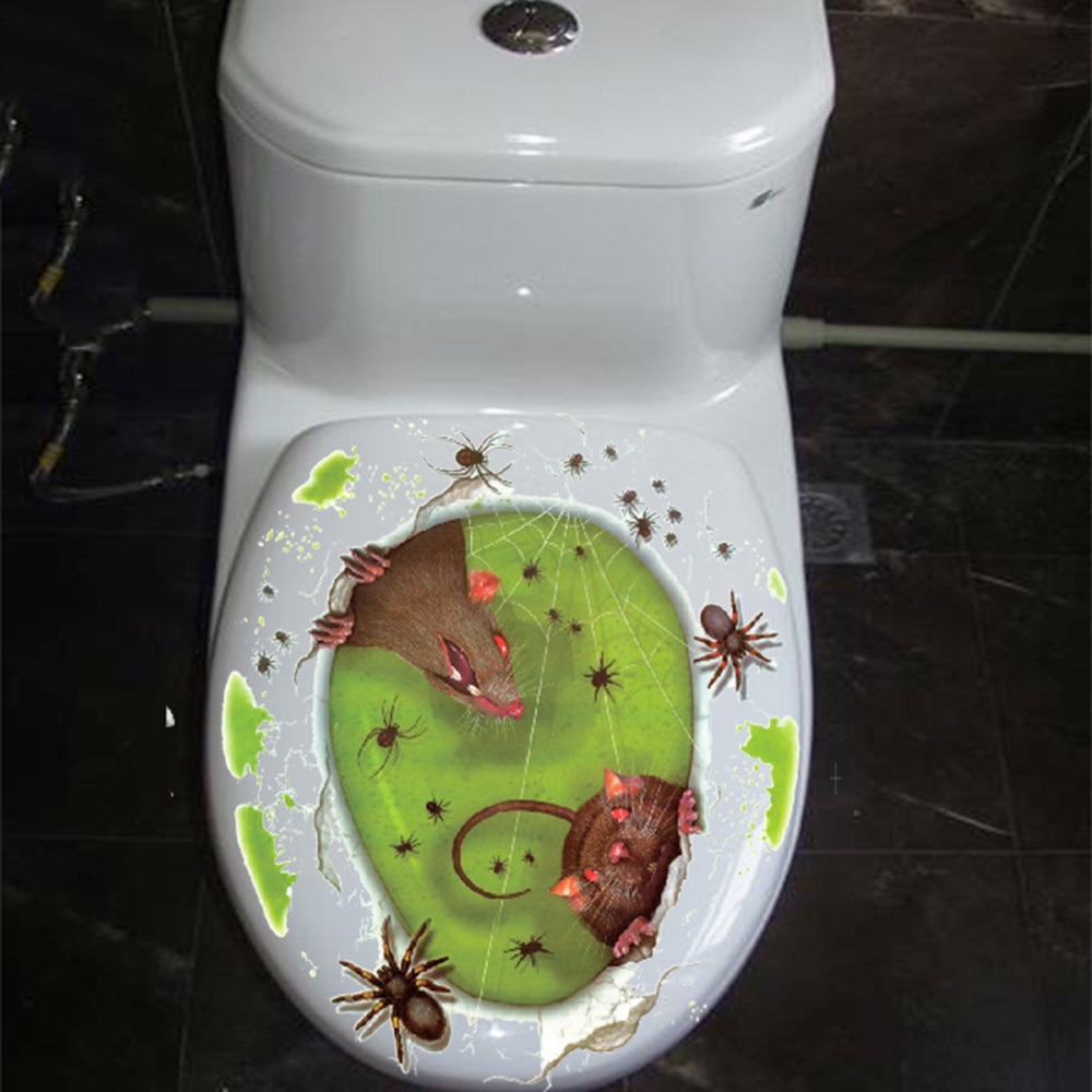 Toiletklistermærker til halloween fest pvc gennemsigtige klistermærker badeværelse edderkop klistermærke vandafvisende festrekvisitter