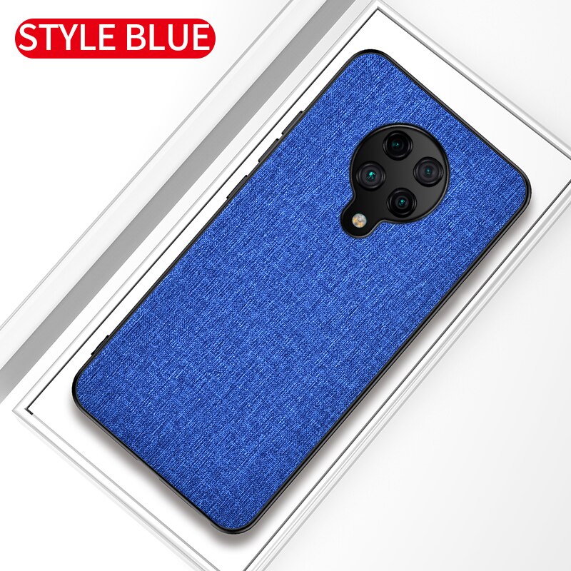 Voor Poco X3 Nfc Case Eenvoudige Doek Pu Soft Tpu Edge Shockproof Cover Voor Xiaomi Pocophone Poco X3 Nfc F2 pro Capa Case: For POCO F2 Pro / Blue