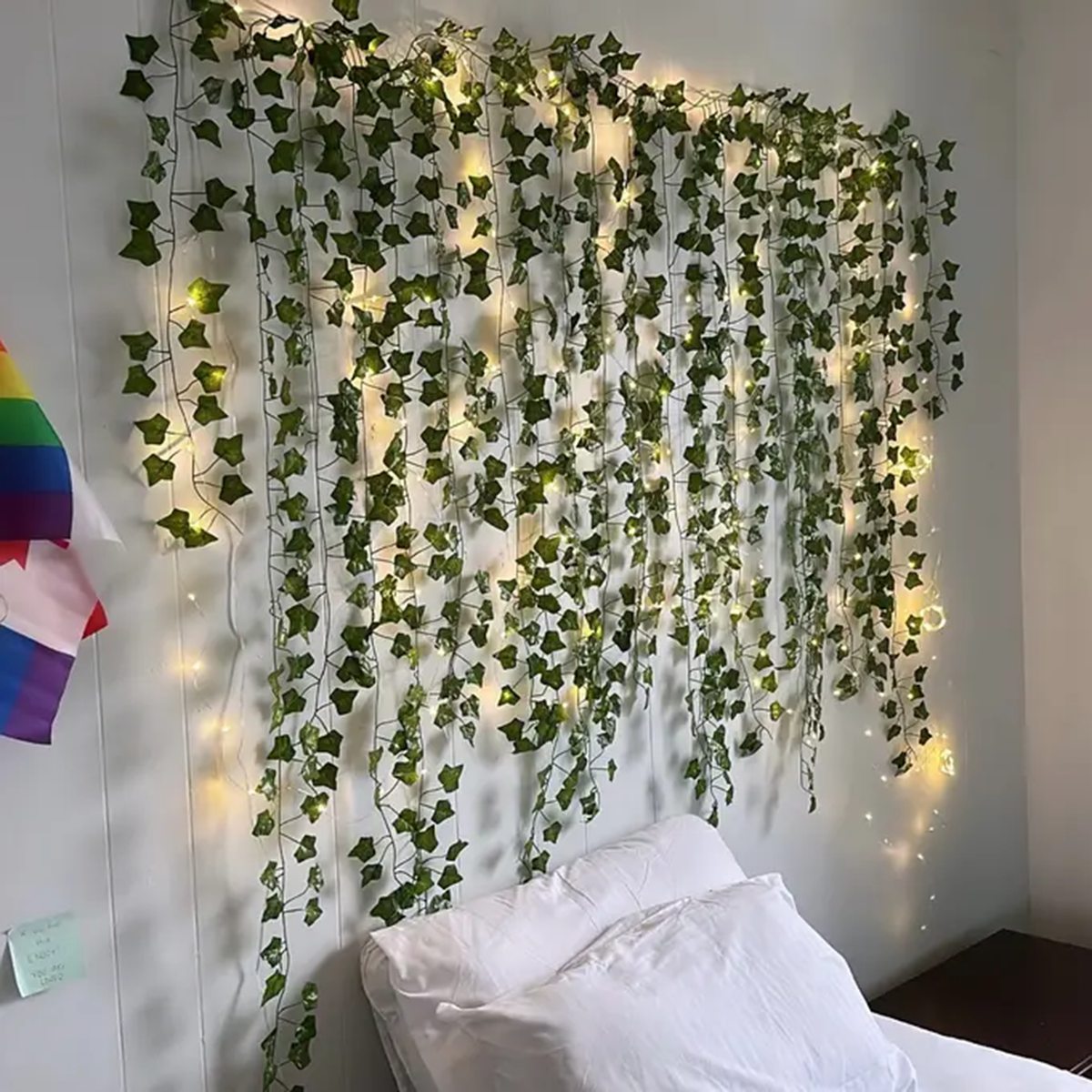 12 pacotes de videira pendurado guirlanda luz da corda artificial lvy led stringlight para o quarto festa casamento jardim parede sala decoração casa