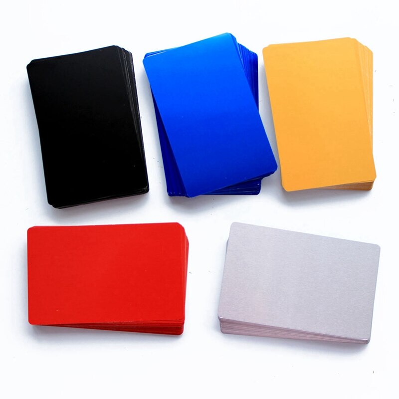 100PCS Mixed Color Aluminum Alloy Card Engraving Metal Business Visit Business Card Blank 0.2Mm Thick