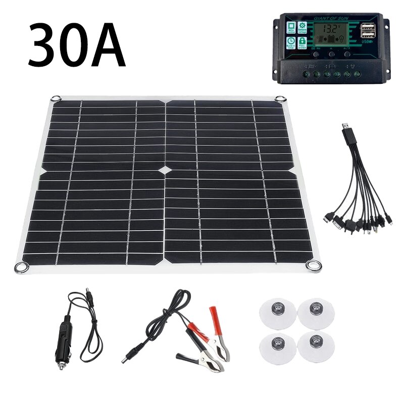 20W 12V Zonnepaneel Polysilicium Batterijlader Paneel Dubbele USB-oplaadpoort Obd-kabel voor Auto RV Opladen 20W 12V Zonnepaneel Polysilicium Batterijlader Paneel Dubbele USB-oplaadpoort Obd-kabel voor Auto RV Opladen