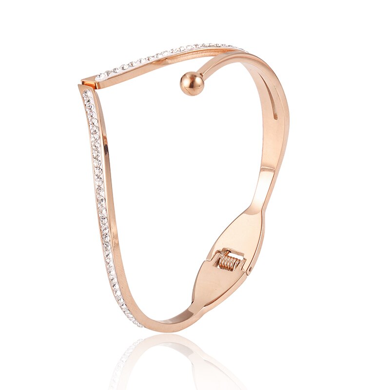 Roestvrij Staal Rose Gouden Armband Voor Vrouwen Kristallen Bangle Best Mode-sieraden