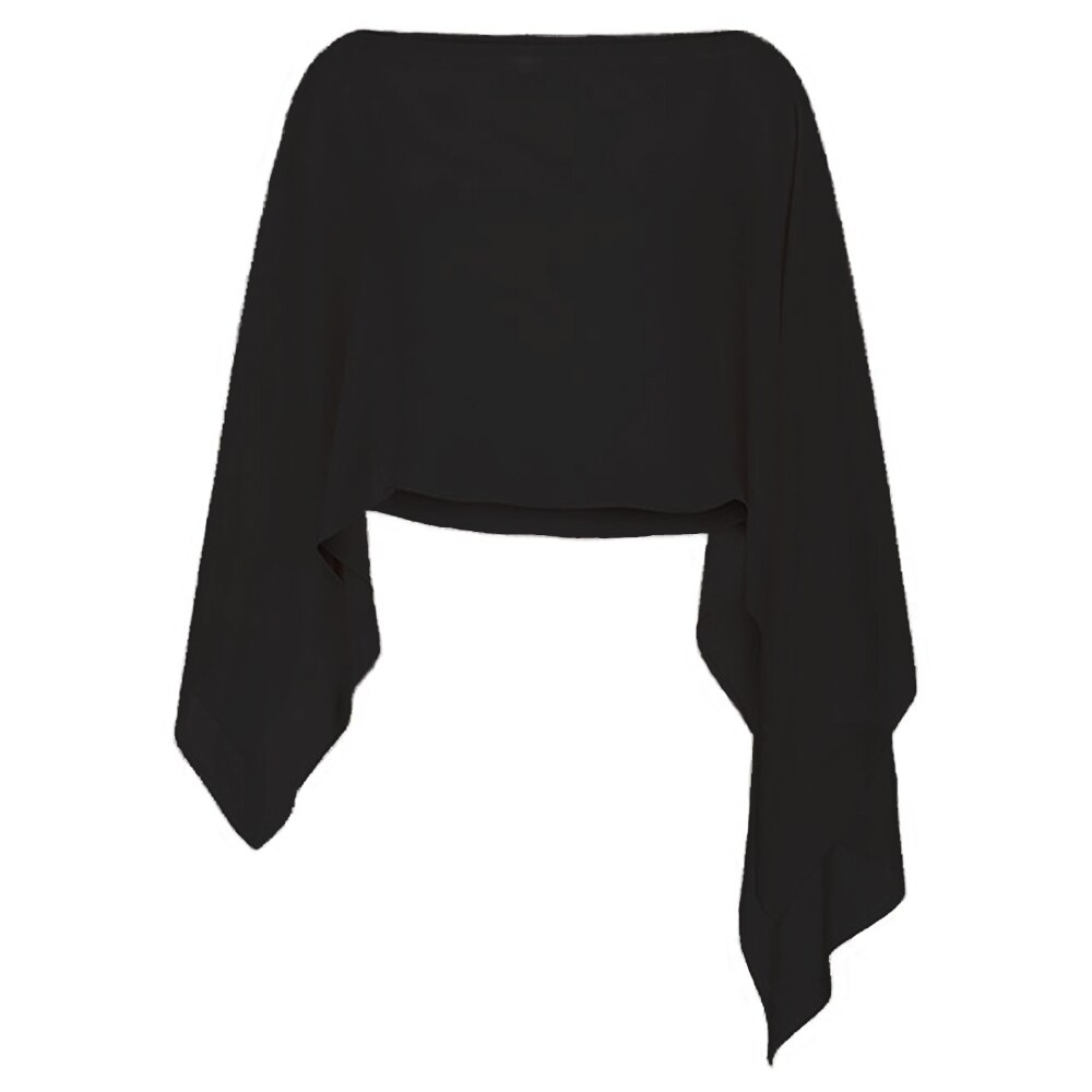 Capa de boda para mujer, chal de gasa rosa suave y ligero con botón, envoltura informal, capas formales de noche, capa de verano para mujer: black