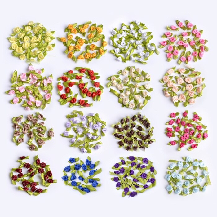 Mini Roses artificielles en soie, 500 pièces, 1.5cm, ruban en Satin, fleurs, fait à la main, décoration de mariage
