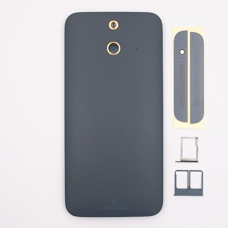BaanSam nueva tapa trasera de la batería funda para HTC One E8 con botón de encendido + hoja inferior superior + bandeja de tarjeta SIM Dual