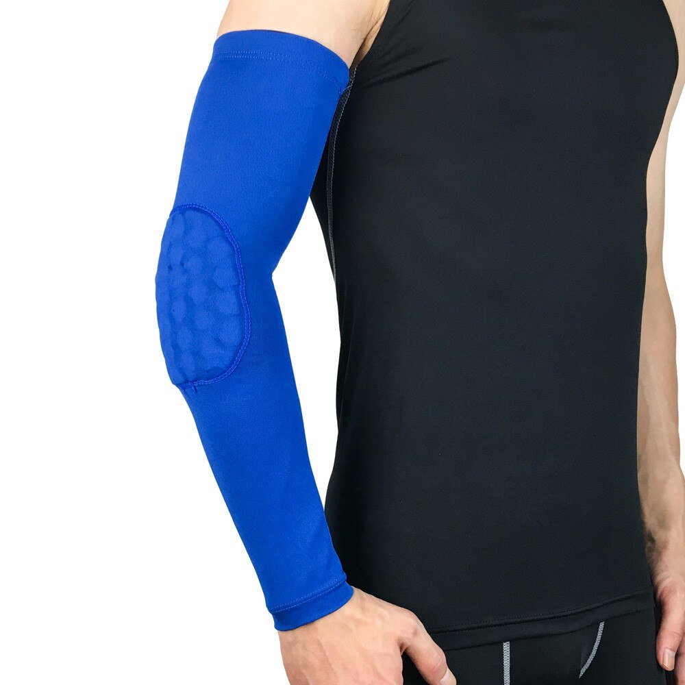 Elastische Waben Ellenbogen Pads Unterstützung Sport Anti-kollision Arm Guard Sleeve Arm Abdeckung Schutz Für Outdoor Basketball Radfahren: Blue / S