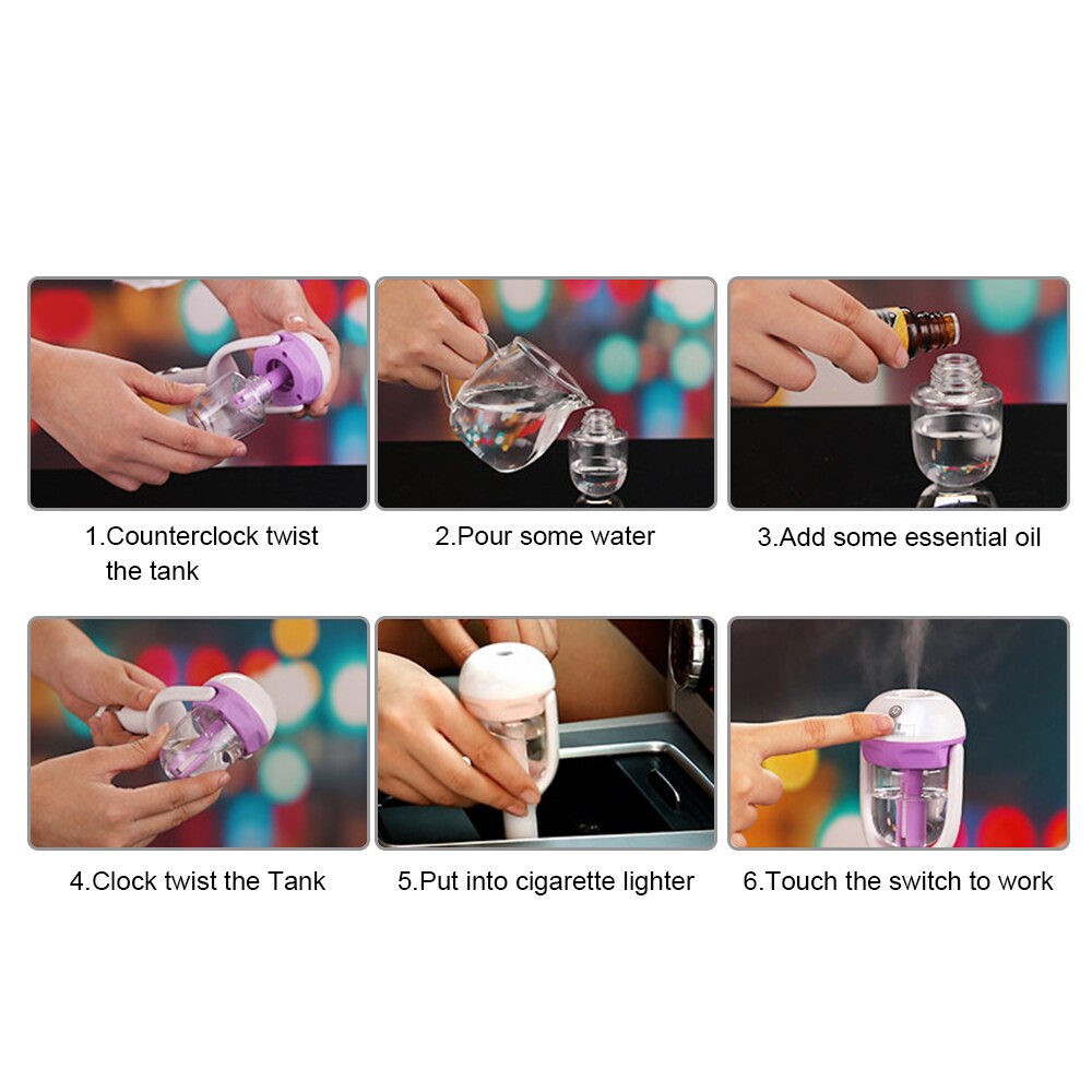 LEEPEE 12V Mini Air Freshener Essential Oil Aroma Diffuser Air Purifier Aromatherapy Mist Maker Car Steam Humidifier