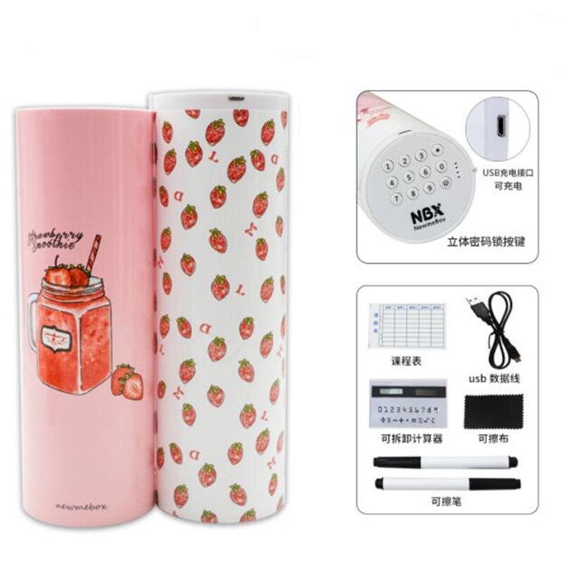 NBX large intelligent electronic code lock pencil box multi-function technology pensil case large capacity writing