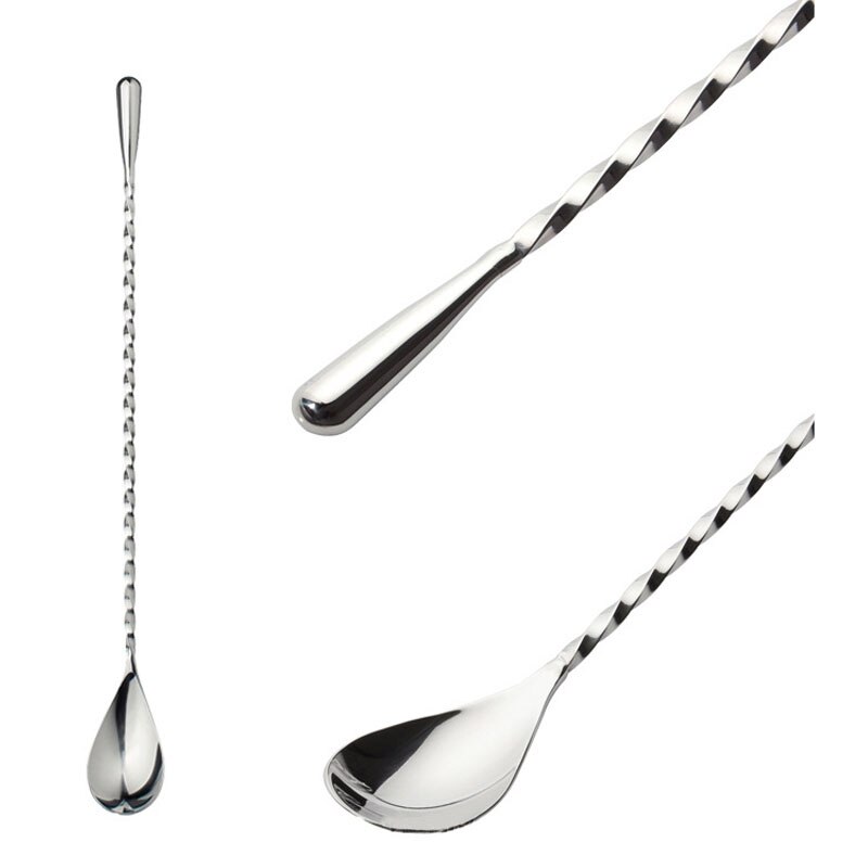 Cocktail Spoon Cocktail Bar Durable Double Head Kitchenware Spiral Shape Stainless Steel Stirring Rod Bar Appliances