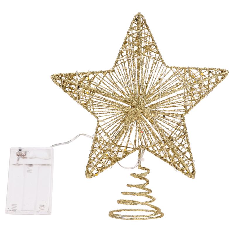 1pc udsøgt stjernehængende dekor pentagram vedhæng skinnende juletræspynt (uden batteri): Gylden