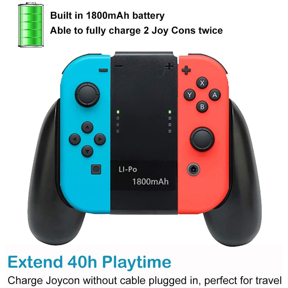 Vreugde Con Opladen Grip Met 1800Mah Batterij 2-In-1 Comfort Grip Voor Nintendo Switch Vreugde-con Controller Joycon Lader Met Kabel