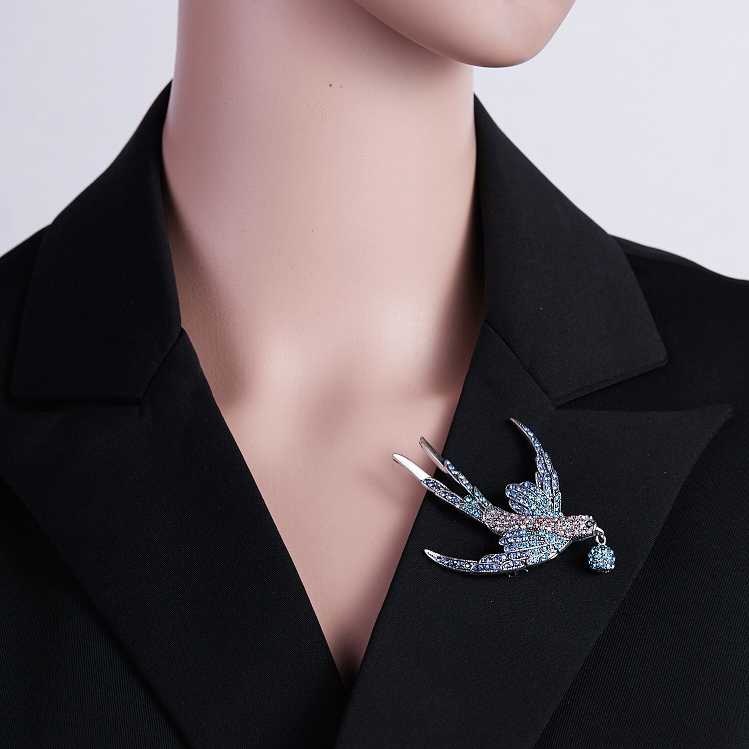 Rinhoo – broche d'oiseau volant en strass pour femmes, perles rondes, Animal, colibri, Badge Corsage
