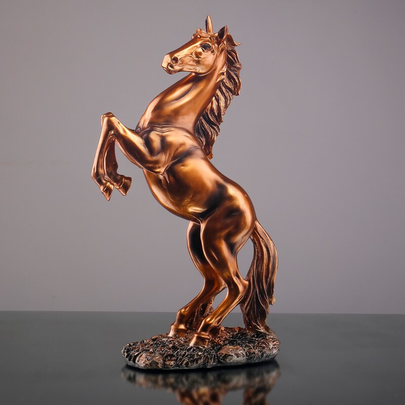 Nordisk tengkong junma statue， harpiks skulptur hjem stue soveværelse dekoration statue guld farve, hvid, sort hest statue