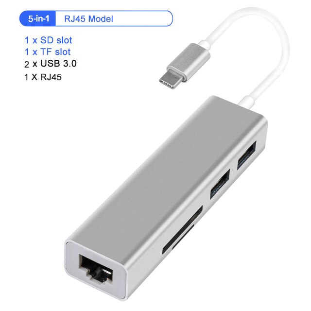 Goojodoq 9 porte usb c hub til hdmi vga rj45 gigabit ethernet strømadapter dock pd oplader til macbook pro air multi type c hub: 5- i -1