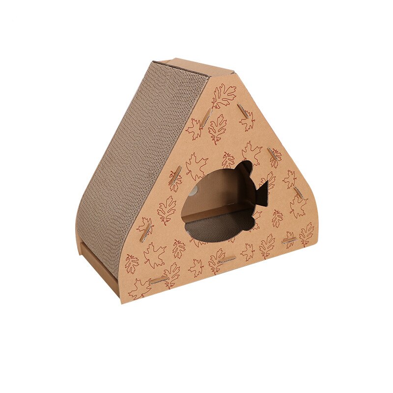 Trekant skrapestolpe for kattesaker papphus rascador para gato for med skrapestolpe katter lekeplass maison chat: Gul