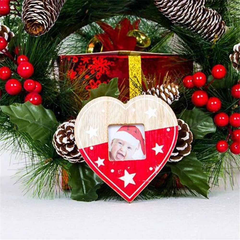 Christmas Tree Wood Photo Frame Pendant Xmas Hanging Pendant Ornament Home Decor