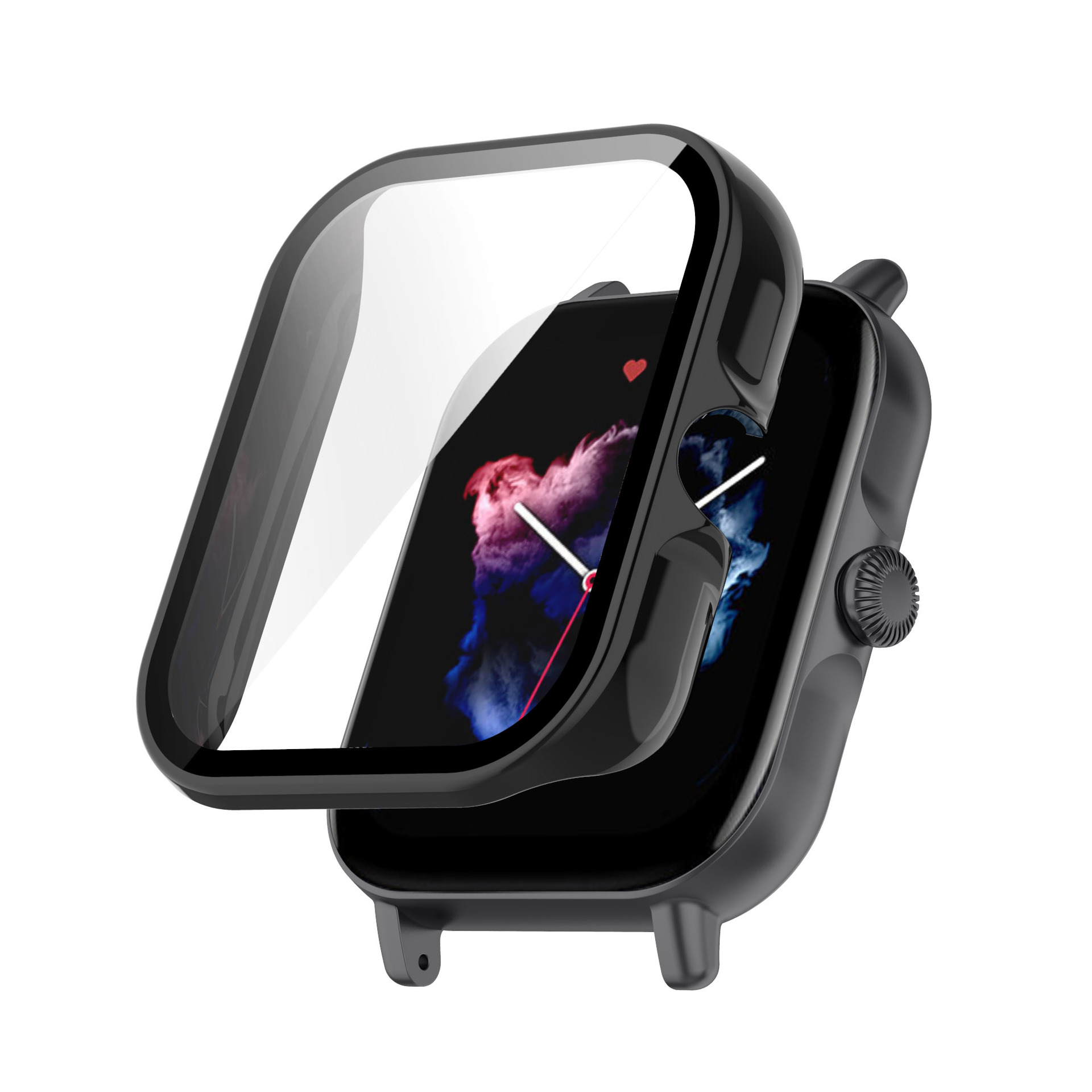 Tempered Glass Case for Huami GTS3 Amazfit PC Frame Screen Protector Case Smartwatch Anti-Scratch Shockproof Covers Case Gts3: Black
