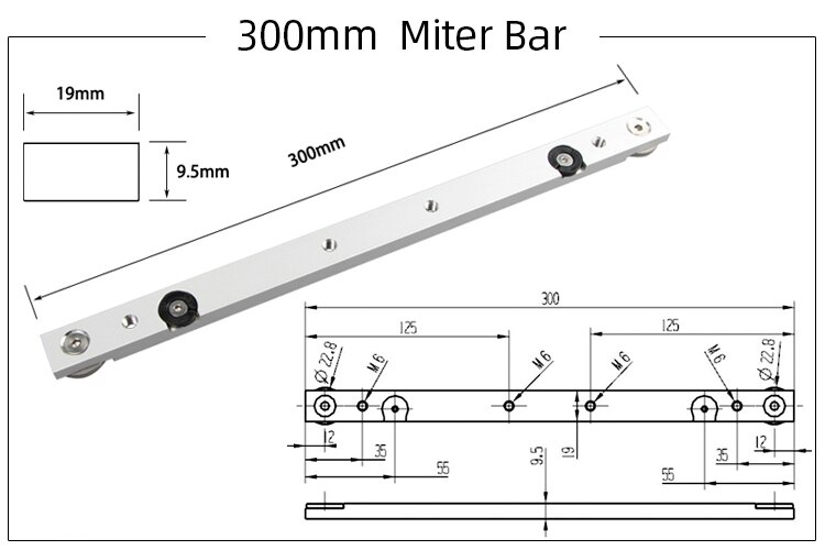 GKTOOLS Aluminium alloy T-tracks Slot Miter Track And Miter Bar Slider Table Saw Miter Gauge Rod Woodworking Tools DIY: 1PCS 300mm  Miter Ba