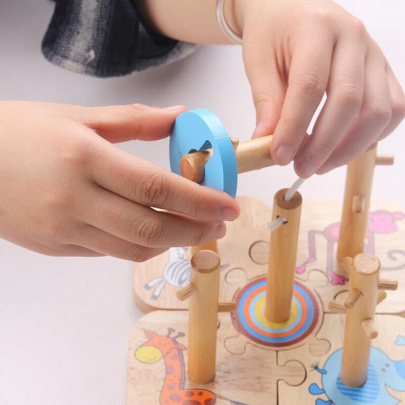 Kids Houten Blokken Sets Educatief Speelgoed Geometrische Vorm Bijpassende Speelgoed Voor Kinderen Animal Stapelen Oyuncak Juguetes Educativos
