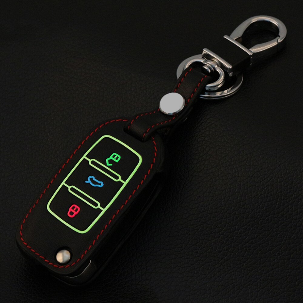 Luminous Leather Key Cover keychain for Volkswagen POLO Tiguan Passat B5 B6 B7 Gol Golf MK6 EOS Scirocco Jetta MK4 MK5 MK6 Tigua