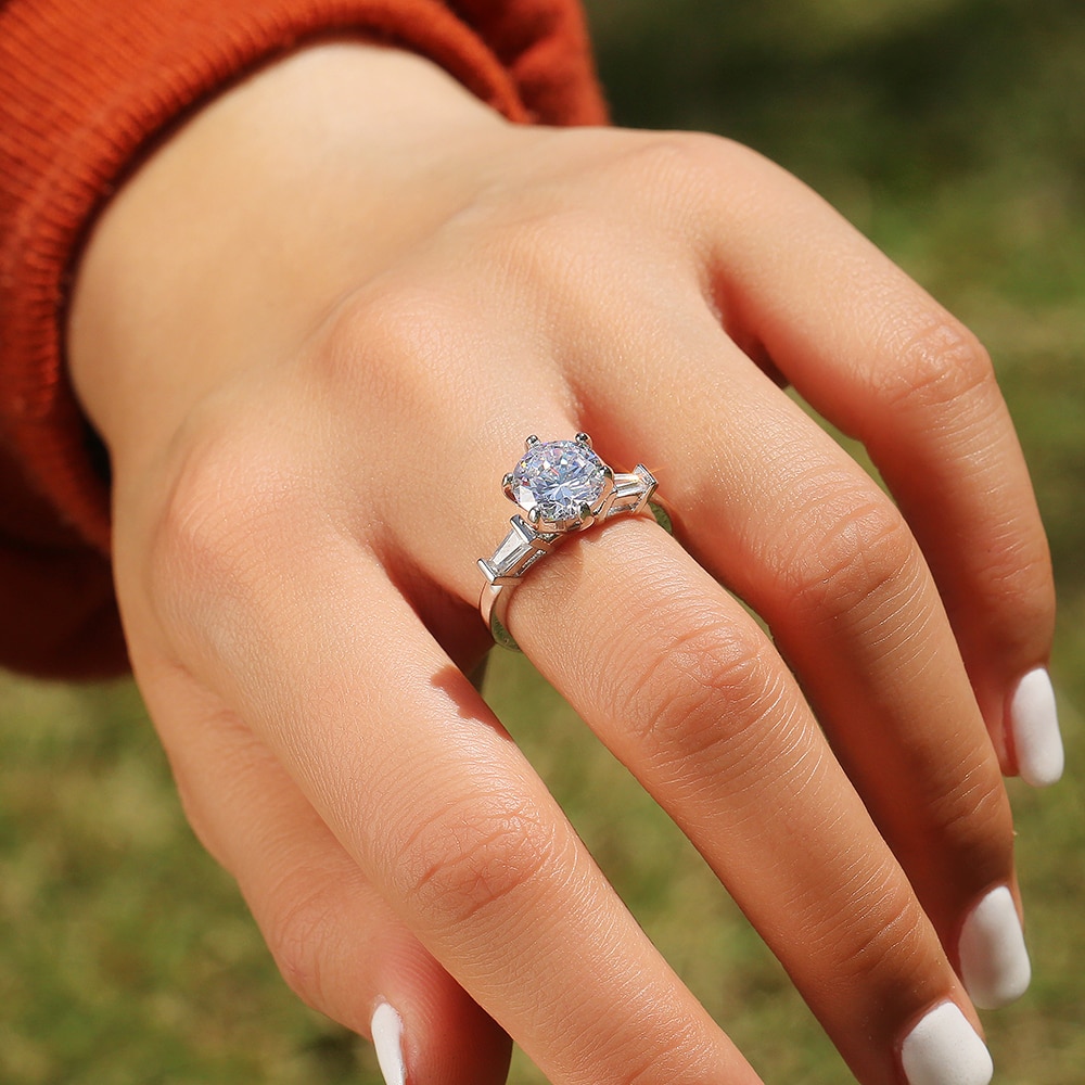 Huitan – bague de mariage en pierre de Zircon à Six griffes pour femme, bijou de luxe, classique, Super brillant, zircone cubique, AAAAA
