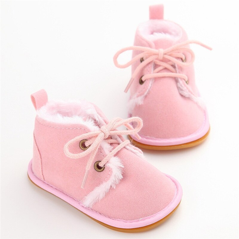 Pasgeboren Baby Meisje Schoenen Zomer Warme Snowboots Peuter Baby Booties Zwart Rood Meisjes Pre-Walker Baby Jongens Tie up Babyschoenen: B / 7-12 Months
