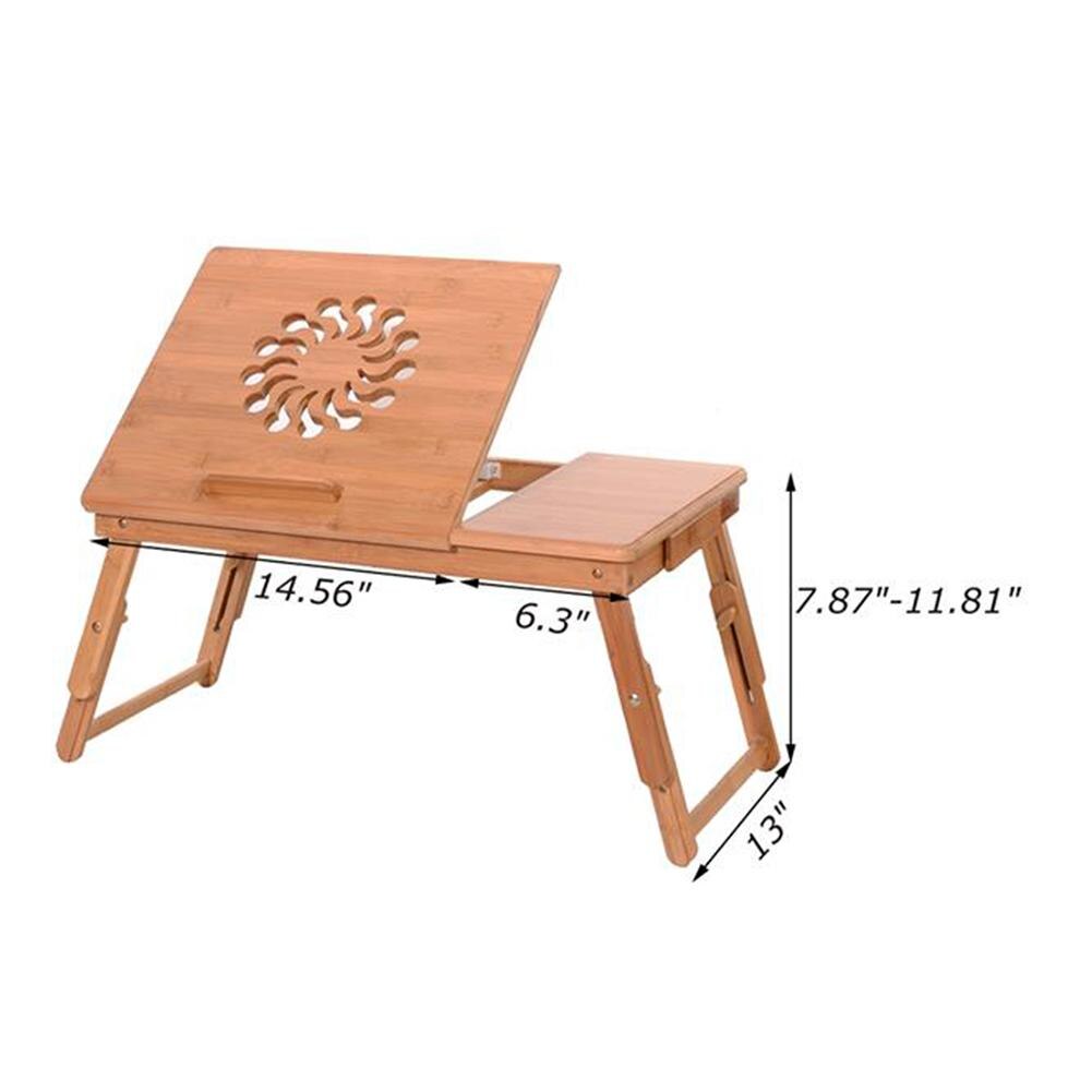 Sunflower Adjustable Computer Table Bamboo Bookshelf Desk Practical and Fashionable Convenient Double-Flower Pattern 53cm: wood color