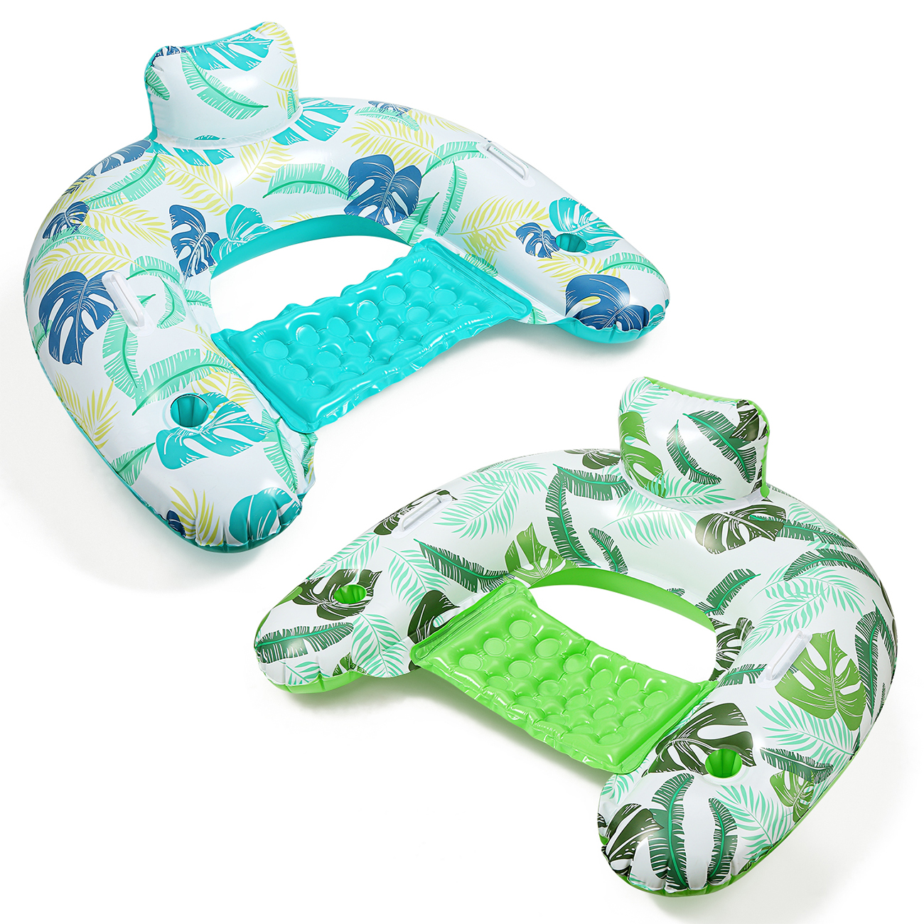 Sedia galleggiante per piscina gonfiabile da 2 pezzi-sedia da piscina galleggiante sala galleggianti per piscina sedia ad acqua lettino da piscina con tazza Holde: Multicolore