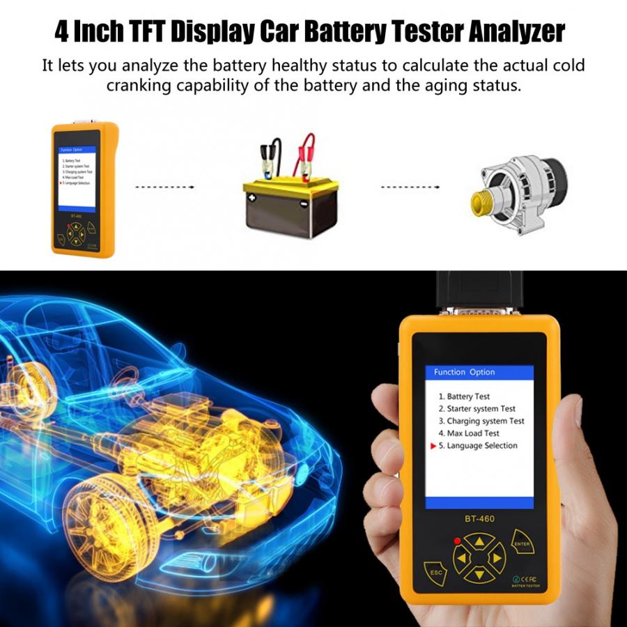 Digital Car Battery Analyzer Digital Battery Analyzer 4-inch TFT battery analyzer for 12 V vehicles and 24 V trucks