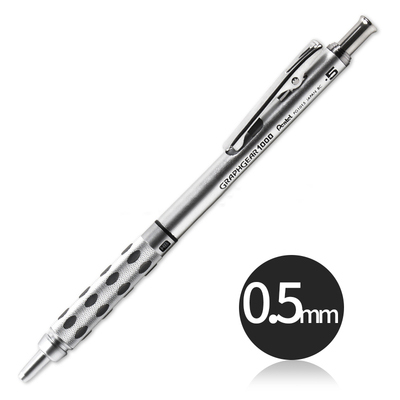 1 styk pente graphgear 1000 aluminium tønde tegning mekanisk blyant 0.3/0.5/0.7/0.9mm: 1 stk 05mm