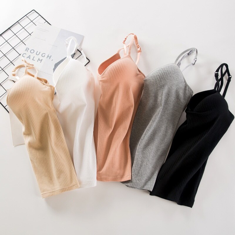 Débardeur tubulaire rembourré en coton sans couture pour femme, débardeur à bretelles croisées, sous-vêtements une pièce