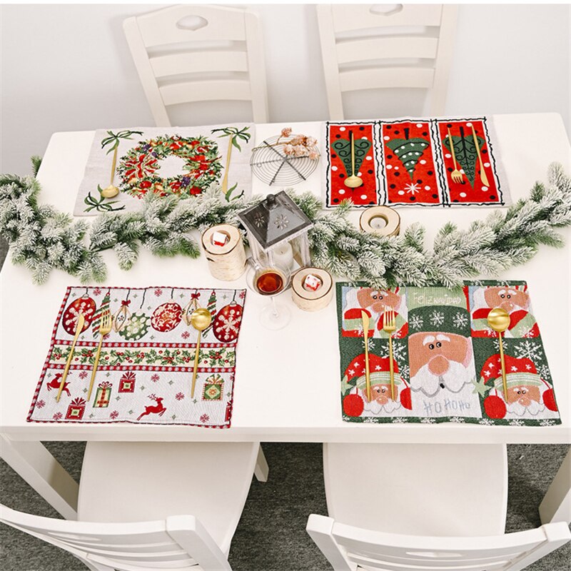 Adornos navidad juledekorasjon spisebord dekormatter julenissen elg tre placemat hjem dekor decoracion mesa jul