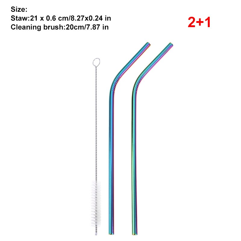 Pailles en métal réutilisables, 1, 4, 6, 8 pièces, en acier inoxydable, avec brosse de nettoyage, accessoires pour tasses et bars: 09