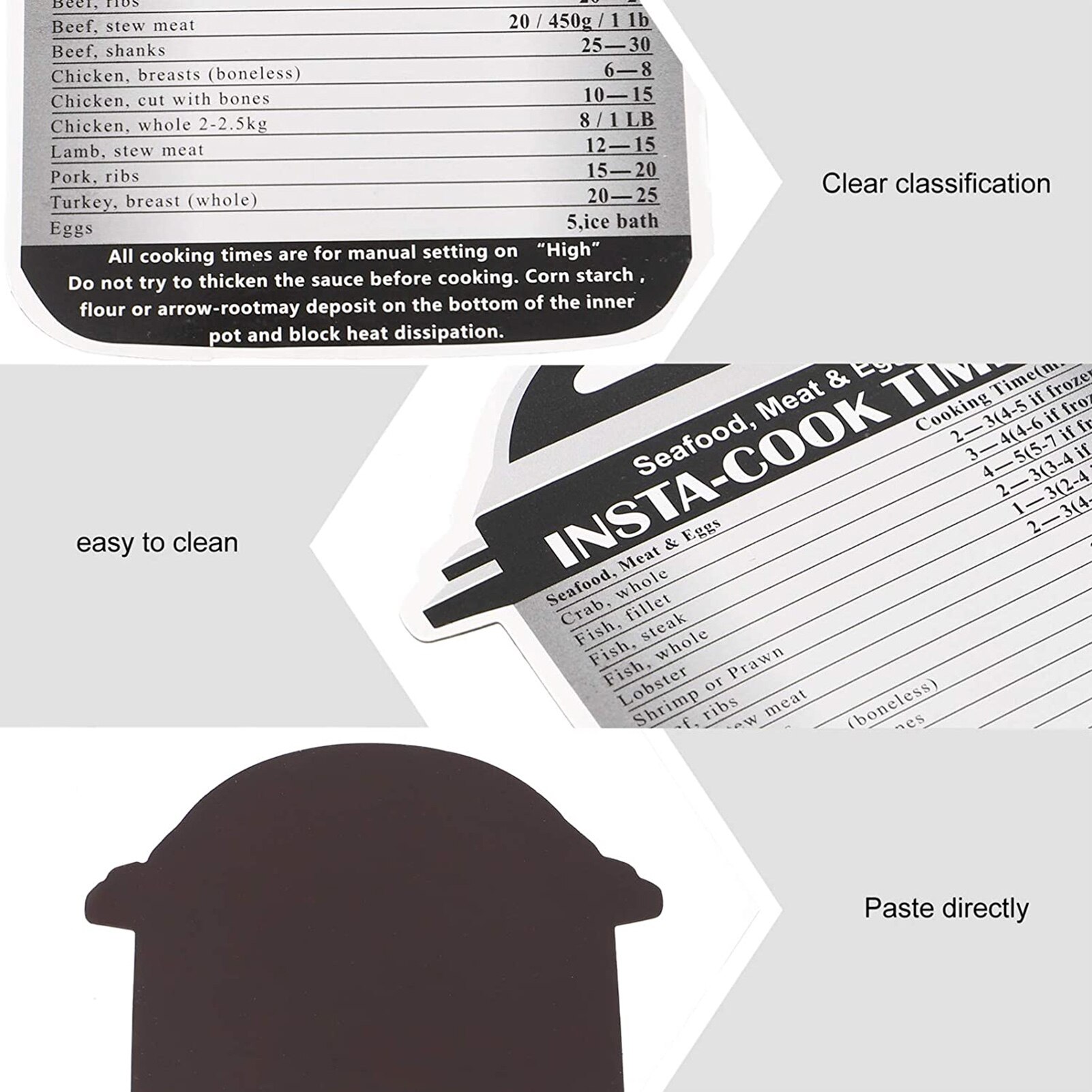 4Pcs Cooking Times Chart Magnetic Oil Resistant Schedule Perfect Air Fryer Accessories For Your Quick Reference