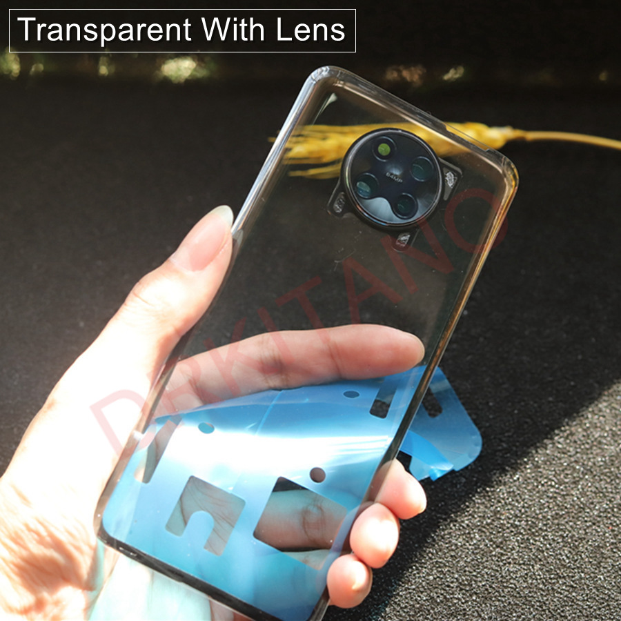 Transparente glasrückseite für xiaomi poco  f2 pro, akkudeckel, gehäuseabdeckung für poco  f2 pro: Transparent mit länge