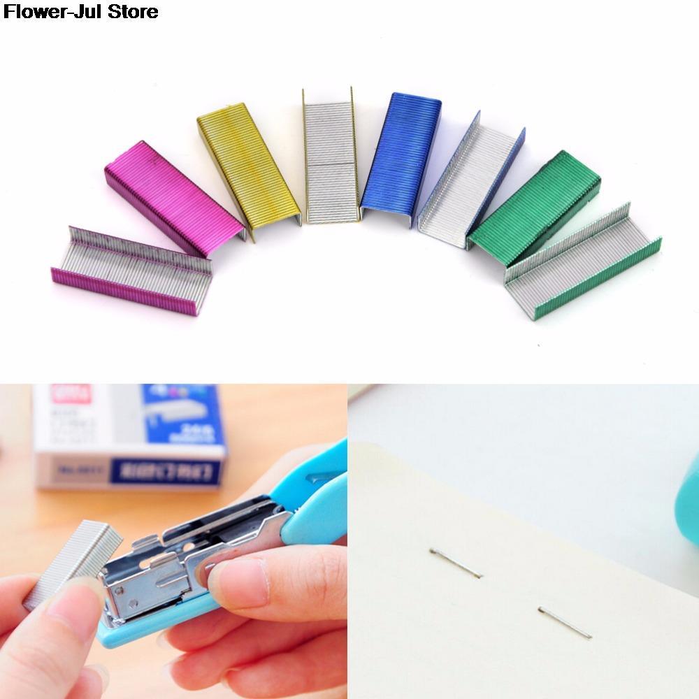 1Pack 10mm Colorful Stainless Steel Staples Office Binding Supplies( Pack of 800 )