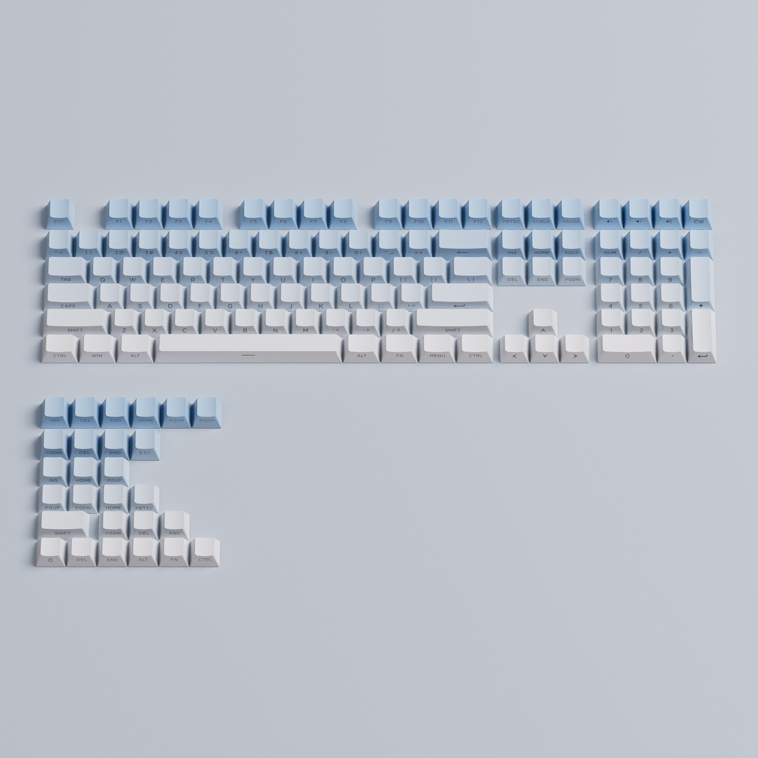 Veekos Gradient Side Printed Keycap Set Cherry Profile PBT Double Shot 136-Key Keycaps for MX Switch Custom Mechanical Keyboard