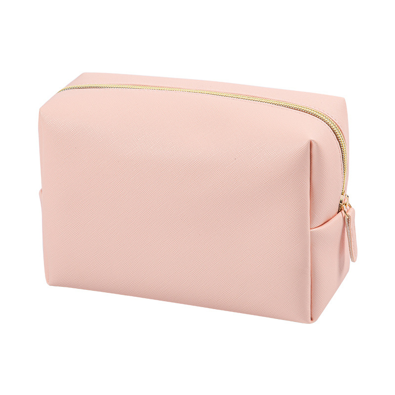 Bolsa de maquillaje con bordado personalizado, kits de cosméticos de aseo impermeables de cuero Saffiano PU portátil para hombre y mujer, logotipo de nombre personalizado: Azul