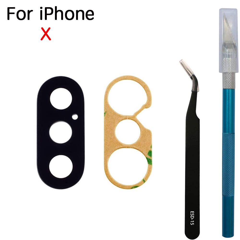 Achter Back Camera Glas Lens Cover Voor Iphone 6 6S 6SP 7 7P 8 Plus X Xr Xs 11 12 Pro Max Met Lijm En Reparatie Tools: X
