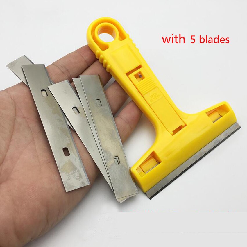 Cuchillo de pala de limpieza portátil, raspador de piso de azulejos de vidrio, 100mm, 5 uds. De cuchillas, herramientas de mano de limpieza