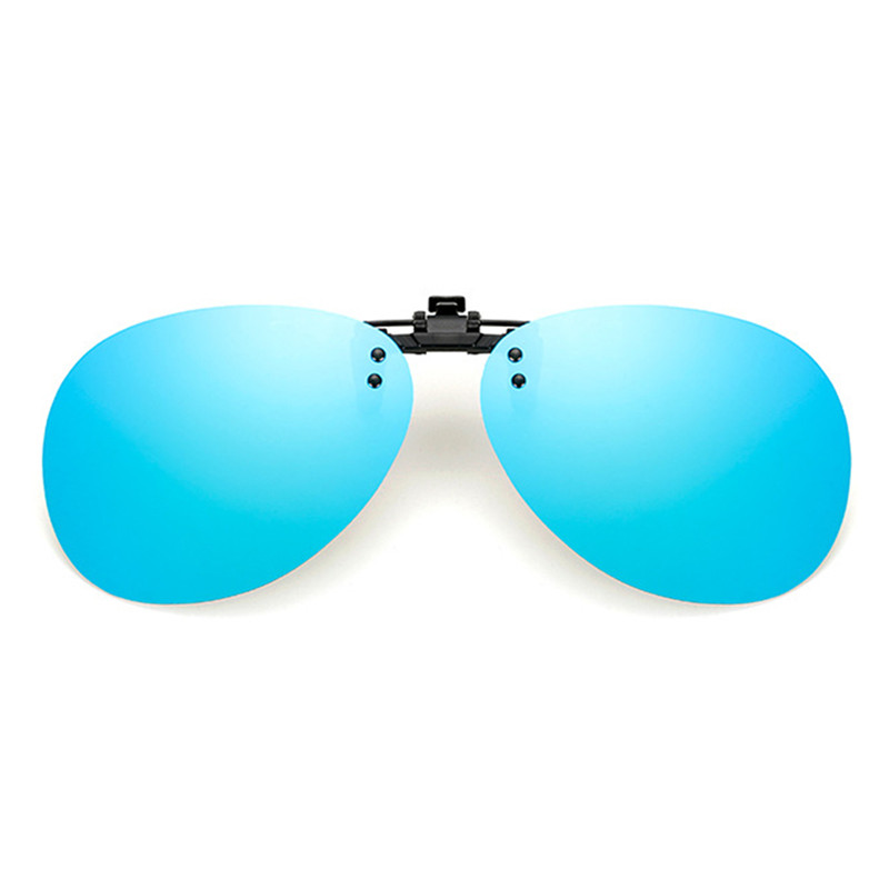 Convenient Polarized Clip-on Night Vision Pilot Fishing Sunglasses Flip-up Len Cycling Driving Glasses#288216: Blue
