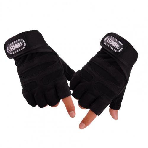 2 stücke fitness handschuhe halb finger männlichen und weiblichen atmungsaktive anti-rutsch verschleiß lange handgelenk handschuhe Außen Finger Radfahren handschuhe: Black / XL