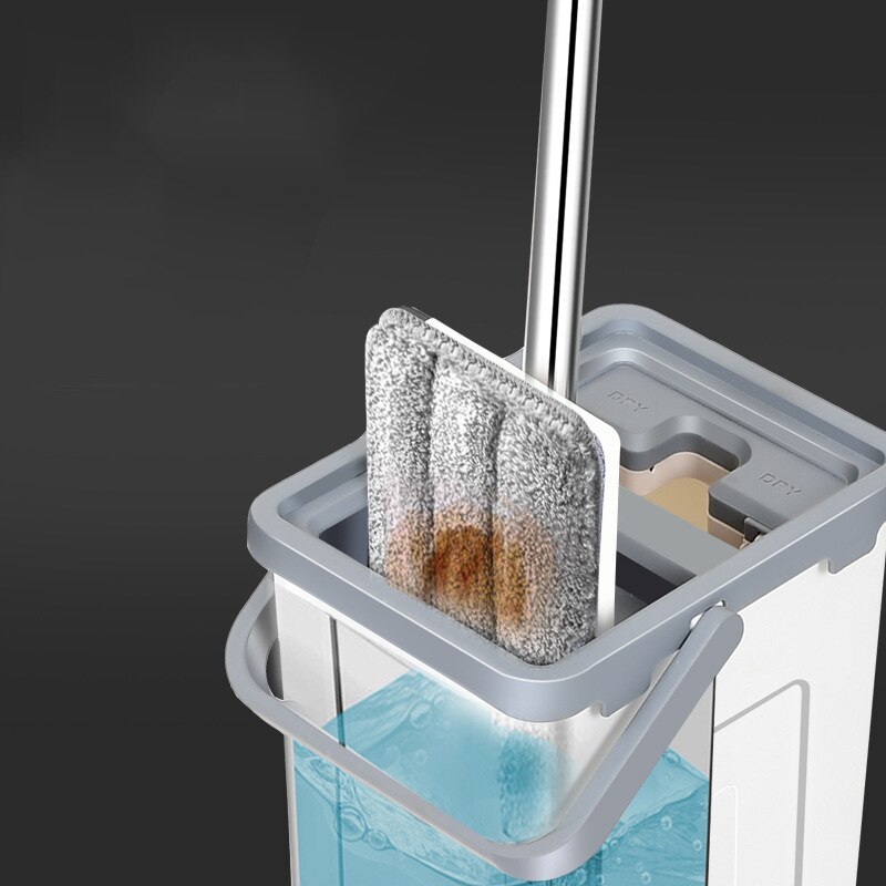 Trapeador de limpieza mágica para perezosos, estera de microfibra de rotación libre, fregona plana para apretar con cubo, herramienta de limpieza de suelo para ventanas del hogar