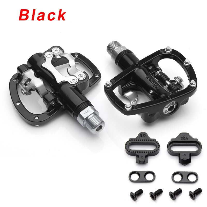 Wellgo Pedals MTB Cycling Mountain Bike Pedals Clipless SPD Compatible Self-locking Ultralight Aluminum Alloy R120B: Black